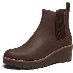 Athlefit Women's Chelsea Wedge Boots Elastic Platform Wedge Ankle Booties